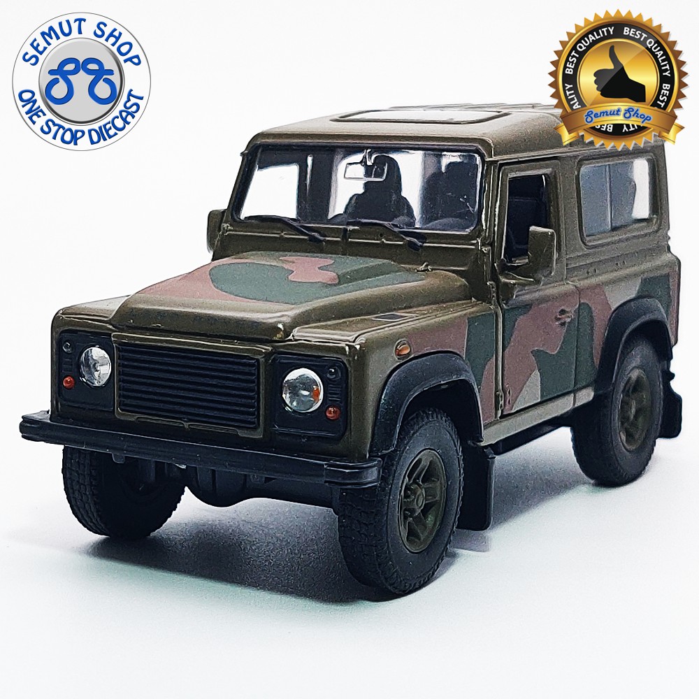 Welly Nex Land Rover Defender Military Edition Miniatur diecast mobil Tentara Loreng Land Rover
