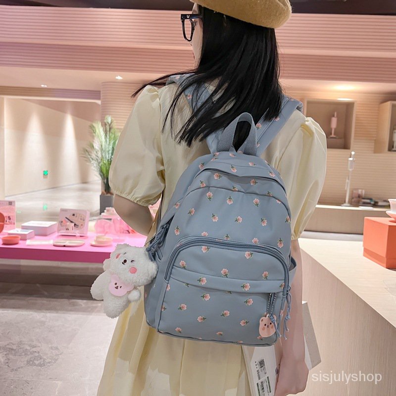 [✅BISA COD]  #Sisjuly# BM Ransel BM Ransel Tas Ransel Wanita Kecil Bunga Gaya Kampus Wanita Kecil Segar Tas Travel Mahasiswa Versi Ko