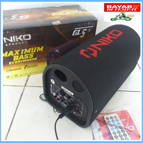 NIKO GL5 - Speaker Tabung 5 inch Subwoofer Car speaker - Bluettooh,Radio,USB/TF,Karaoke AC/DC GL 5 PROMO