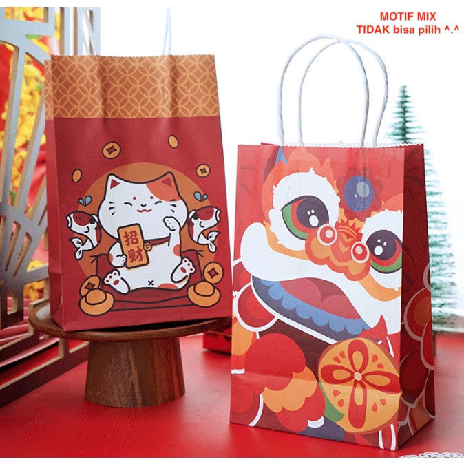 

PAPER BAG IMLEK, KANTONG HADIAH, hampers imlek, goodie bag, gift box, kantong imlek, CNY