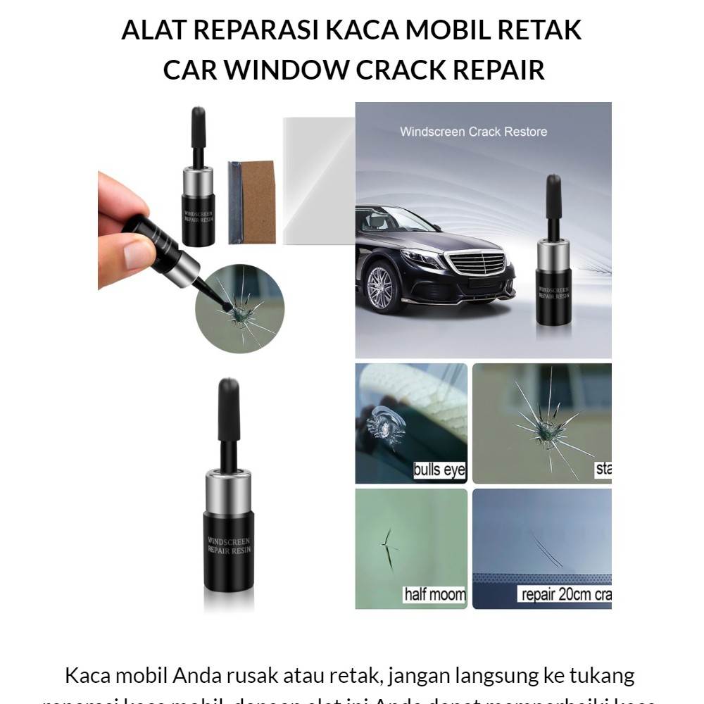 [COD] Windshield Black Repair Kit Glass Car Crack Repair l DIY Memperbaiki Retakan Kaca Mobil Pecah