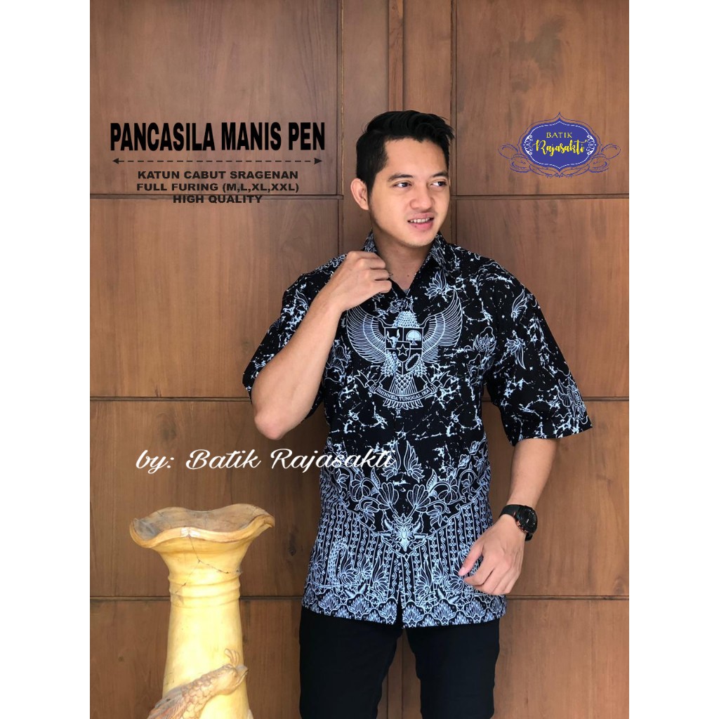 PANCASILA MANIS RAJASAKTI KEMEJA BATIK SOLO PRIA LENGAN PENDEK LAPIS FURING ATASAN BATIK PREMIUM MODERN KATUN HALUS BAHUWIRYA  BANAMITRA BANAMITRA PUTIH BANGSAWAN BAYU PUTRA BERLIAN BIRU BHARATAYUDA BIMASENA BIRENDRA BIRU INDAH BRAHMAKERTA BRAHMAKERT