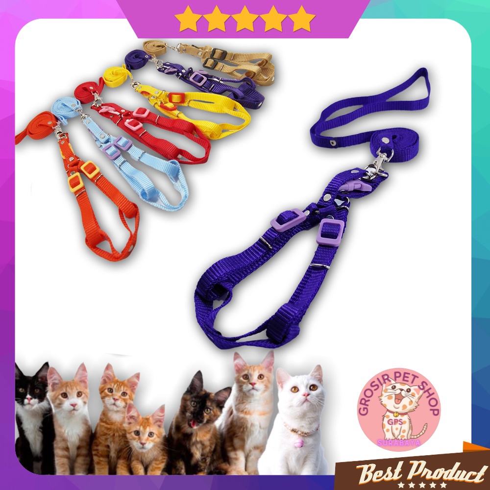 Tali harnes kucing / harness kucing model Y premium motif polos