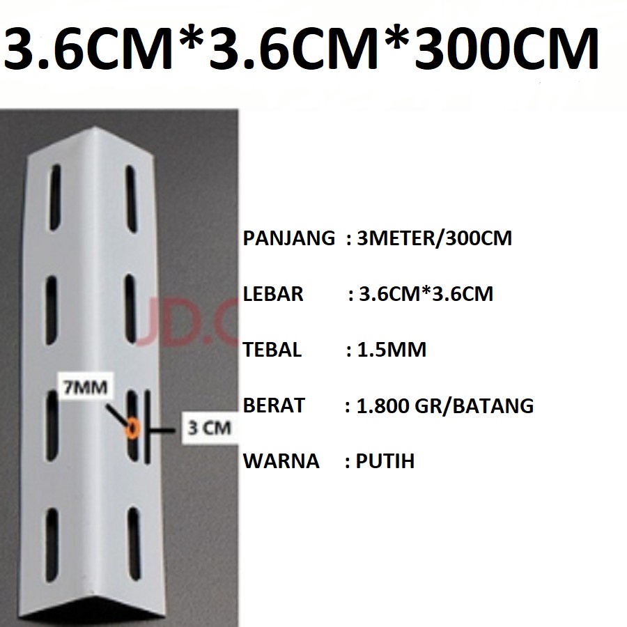 Besi Siku Panjang Warna-Warni 3METER(300CM) /1 Batang