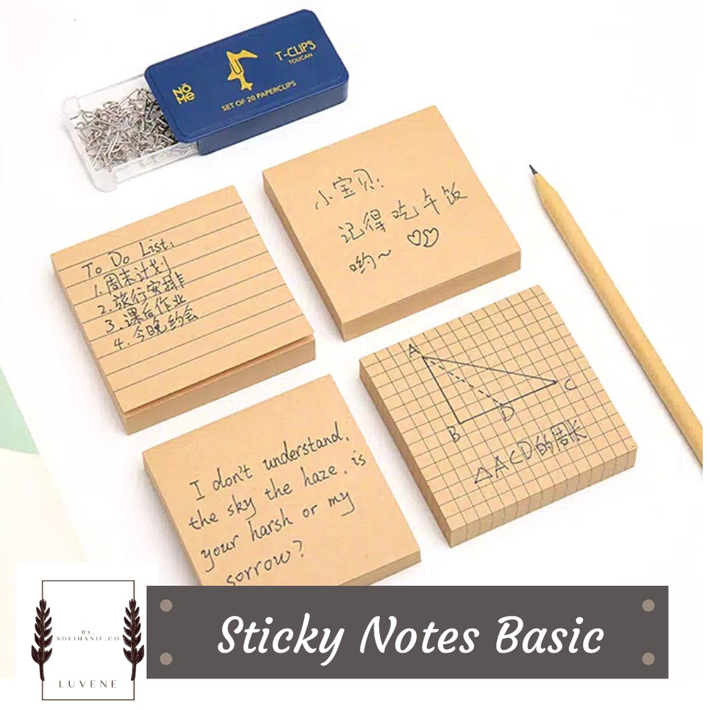 

Basic Sticky Notes Memo Pad Kertas Memo vintage