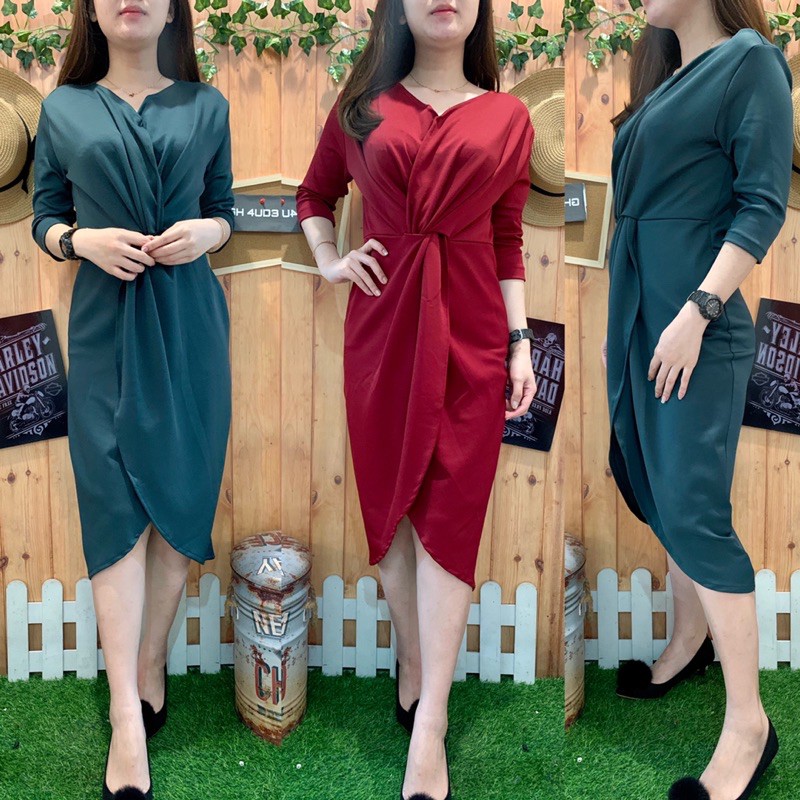 MIDI DRESS TWIST LENGAN 3/4 #206