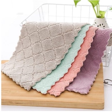 [OL] Serbet Kain Lap Meja Cuci Piring Bahan Microfiber Tebal Ukuran 25X25 CM