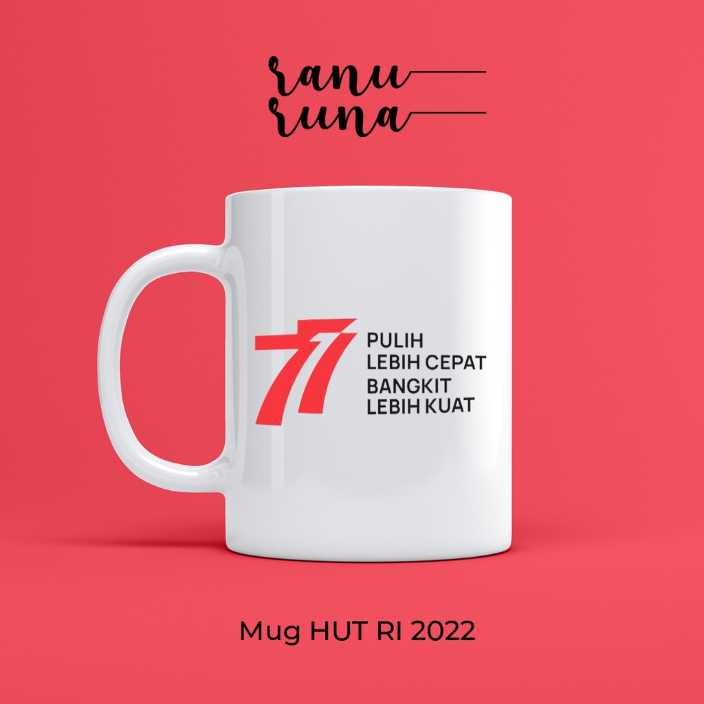 Mug HUT RI 77  Edisi Spesial Untuk Merchandise Souvenir Hadiah Lomba 17 Agustus 2022