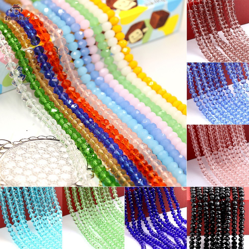 【TK】 6mm Multi colors Crystal Faceted Rondelle Glass Beads Bracelet Necklace DIY Jewelry Making Accessories