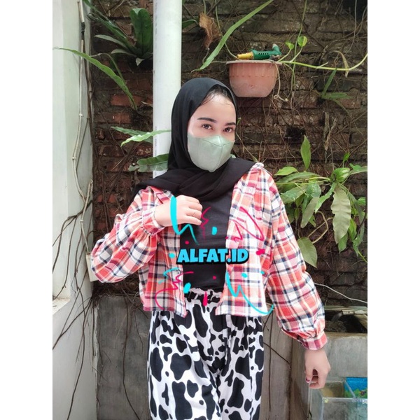 crop top tartan / crop top flanel / kemeja crop wanita-Motif 24