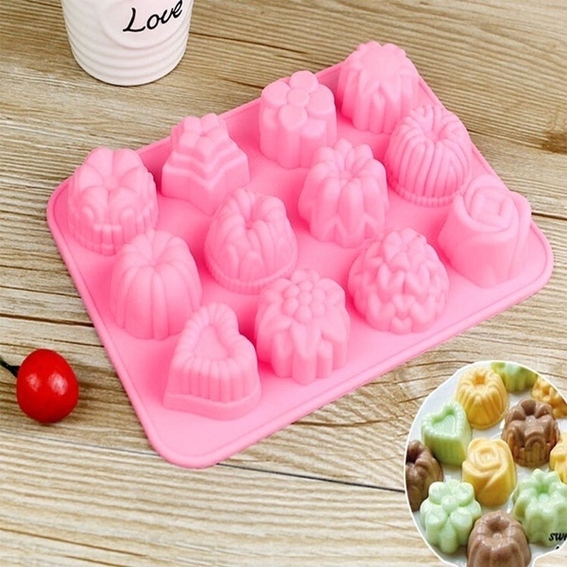 Flowers Silicone Non Stick Cake Baking Molds For Chocolate ，Candy ， Muffins ，Cake