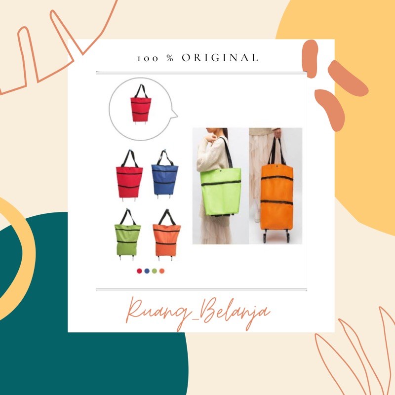 Tas belanja roda bisa dilipat - shopping bag troli trolley - kantong belanja besar