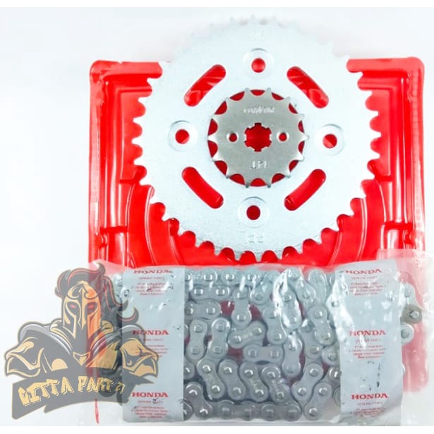 GEAR SET + RANTAI HONDA KTL KUALITAS ORIGINAL SUPRA FIT NEW SUPRA 125 KARISMA REVO LAMA