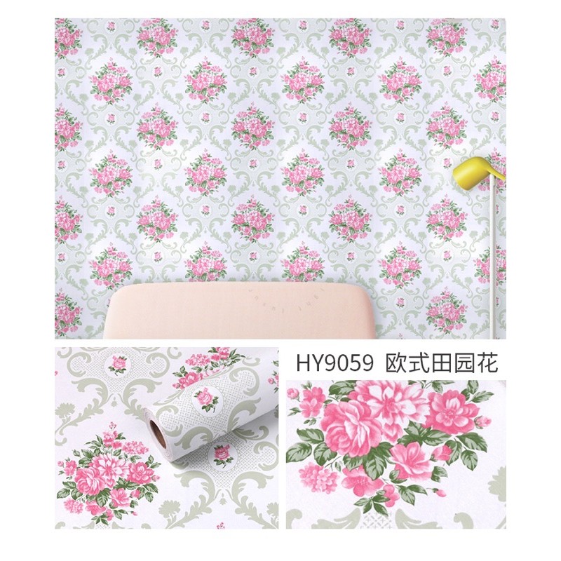 Wallpaper Dinding / Wallpaper Sticker SHABBY ROSE PINK PUTIH