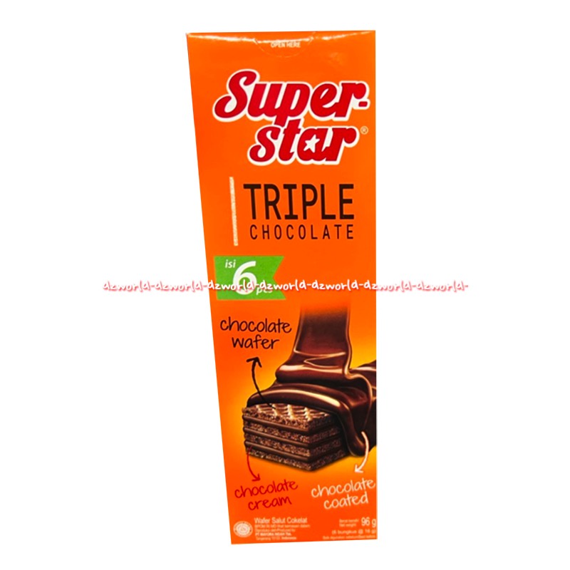 Superstar Triple Chocolate 6Pcs Chocolate Wafer Cream Super Star