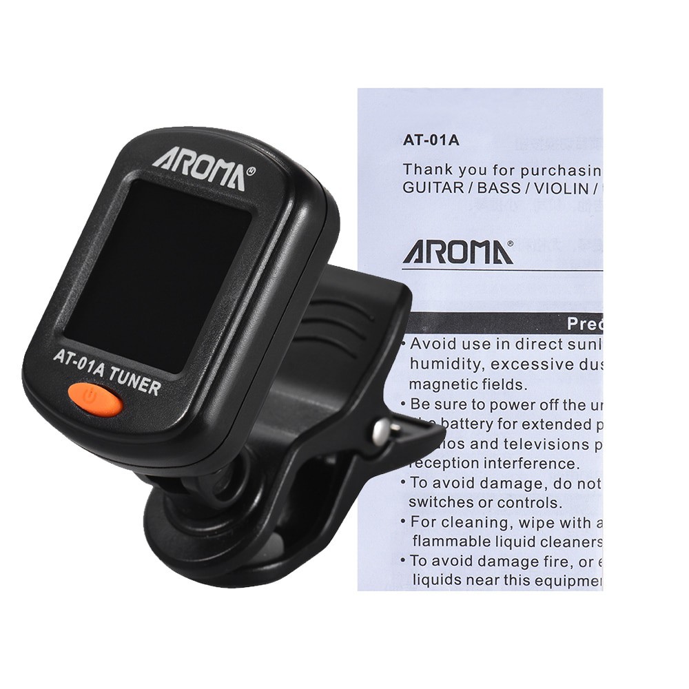 Tuner Gitar dengan Clip - AT-01A Tone Gitar PROMO AROMA  Black Grab Medan