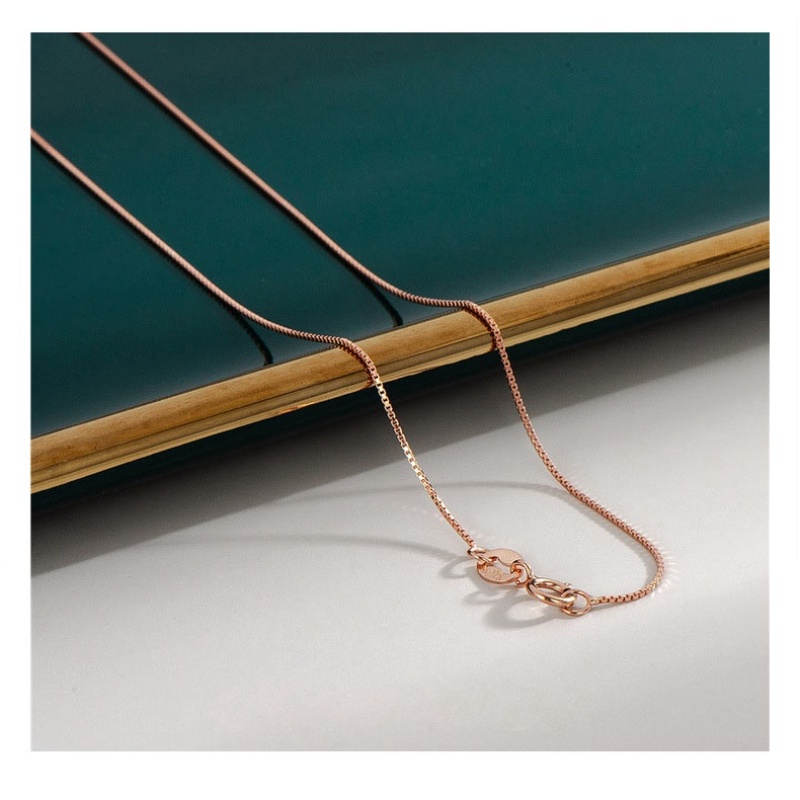 18K Rose-gold 7 gaya rantai 100% Nyata 925 rantai perak murni Desain Berbeda Disepuh Rose-Gold Kalung 40-45 cm 18K Emas Link Wanita di Korea Grosir sederhana