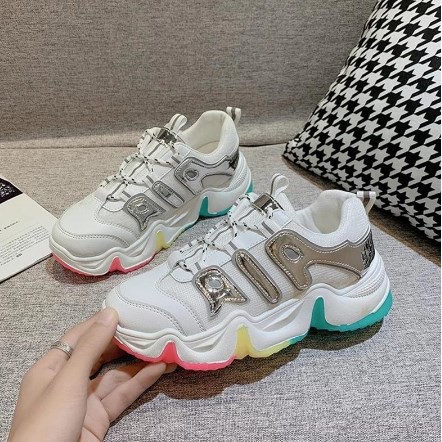 Sepatu Ankle Boots Wanita Olahraga Bahan Sintetis Hangat Gaya Korea Musim Gugur Dingin Silver Hijau