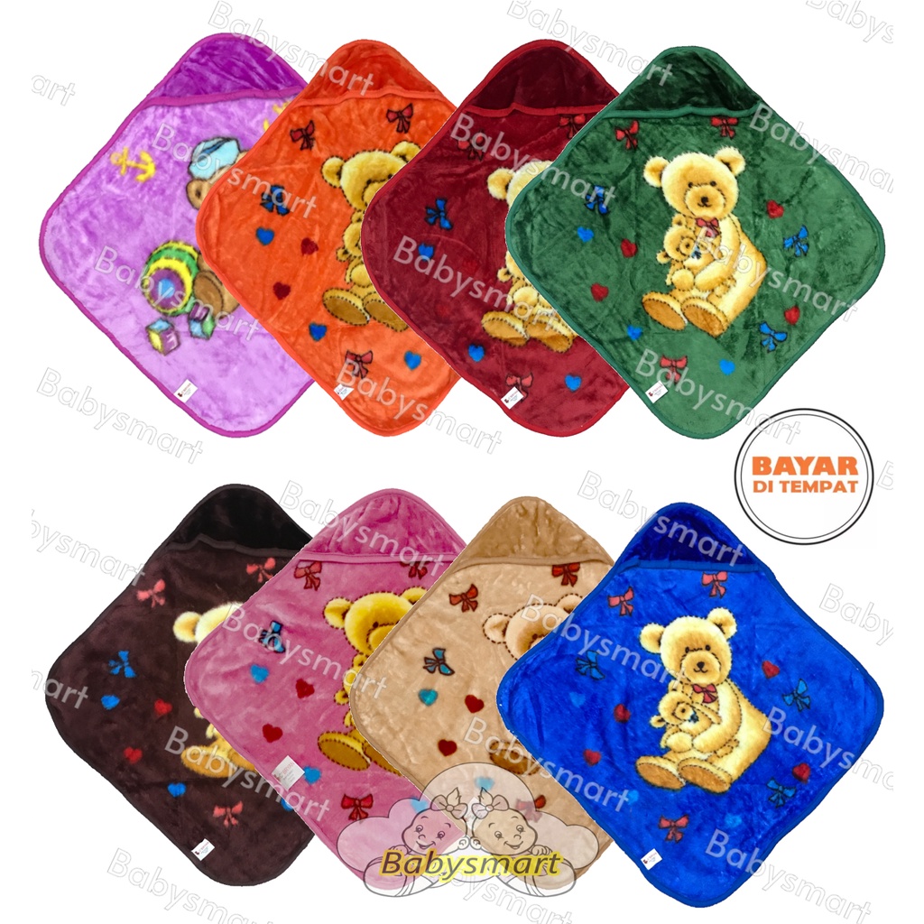 Babysmart - Selimut Bayi/Baby Tebal PREMIUM BRYAN ukuran 70 x 70 cm / Selimut Topi/Double Flace