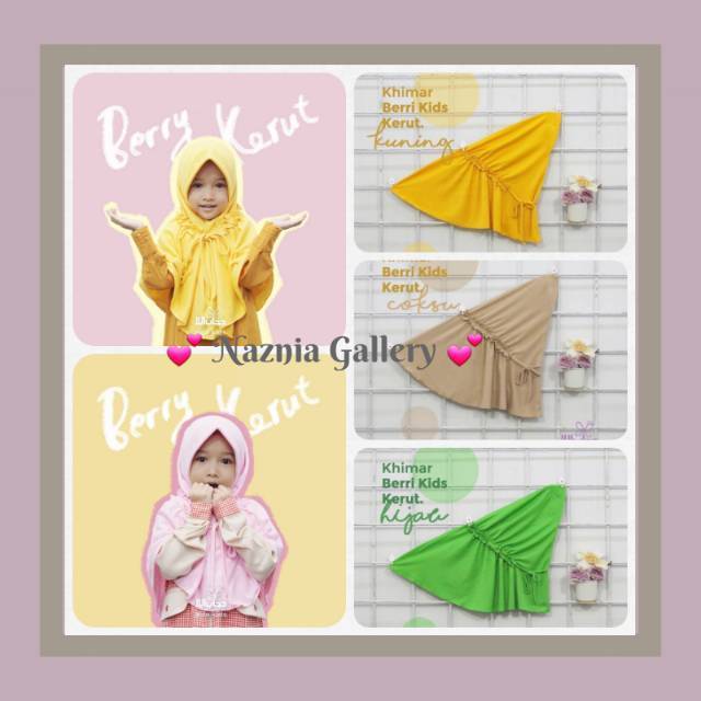 Khimar Berry Kids Kerut ALILA KIDS | Daily Khimar Syari Anak | Jilbab Kaos Anak Bergo Instan Tali