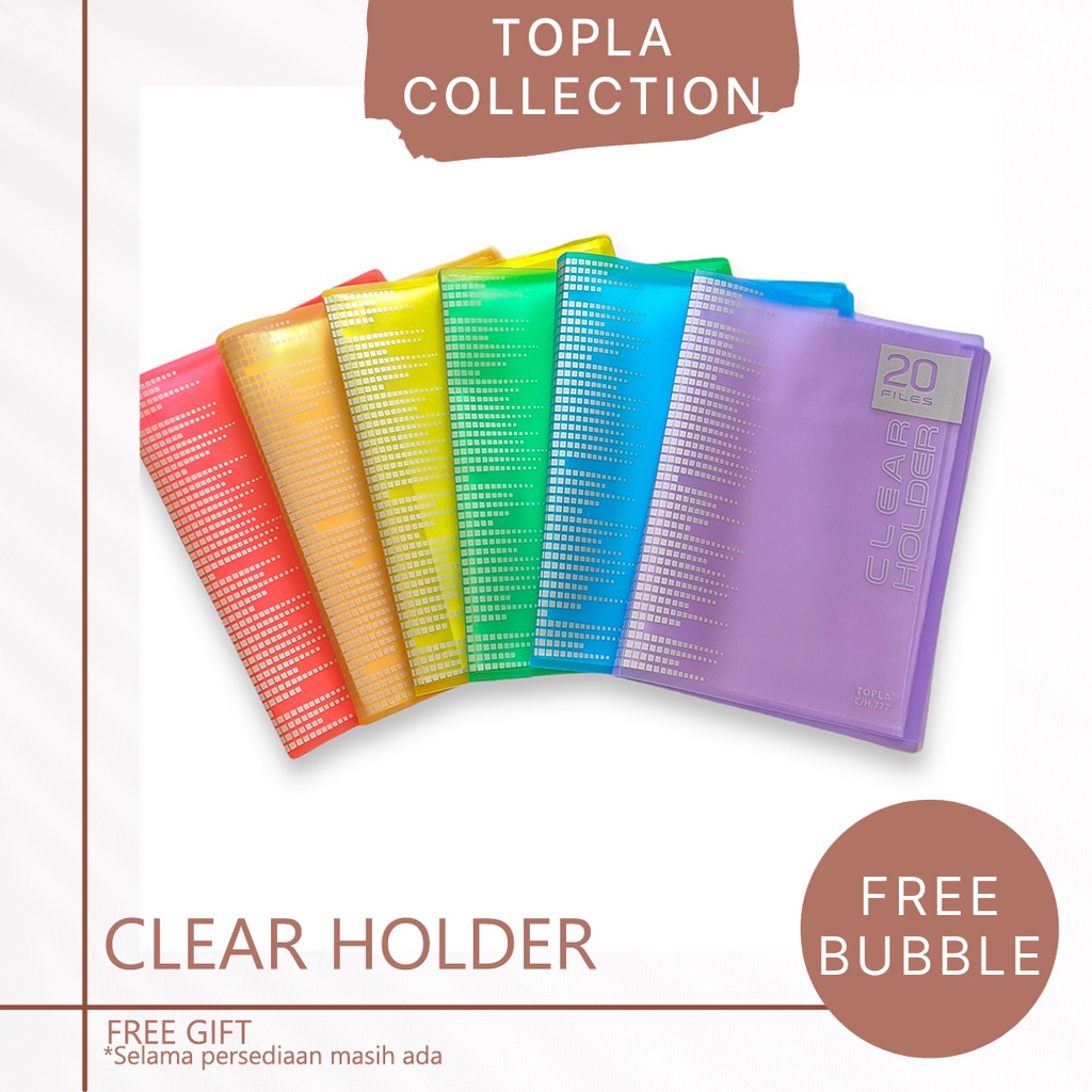 

TOPLA Clear Holder Map untuk Kertas Buku Folio Plastik File Holder Document Keeper F4 777 Isi 20F 40F 60F