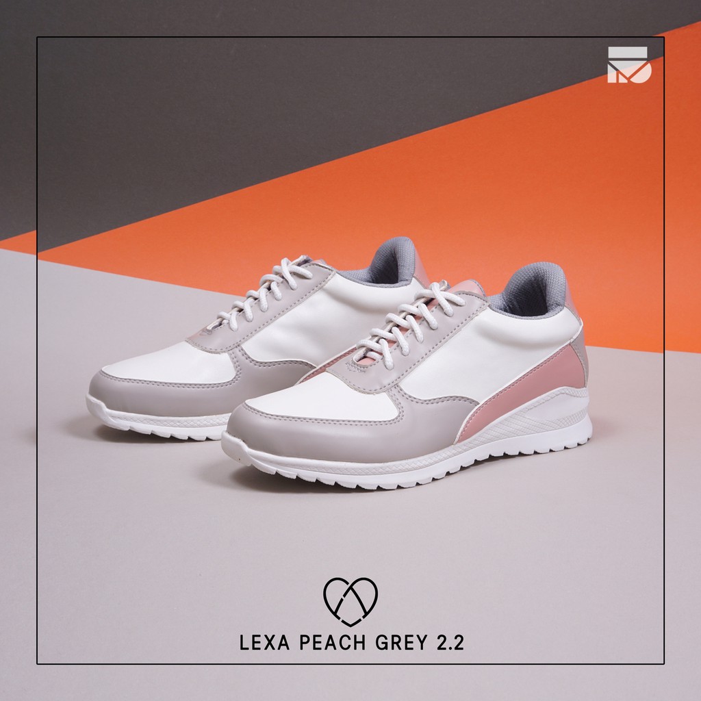 Lexa Peach Grey | Sepatu Sneakers Ori Simple Wanita Cewek Women Snikers Footwear | FORIND x Favshoes