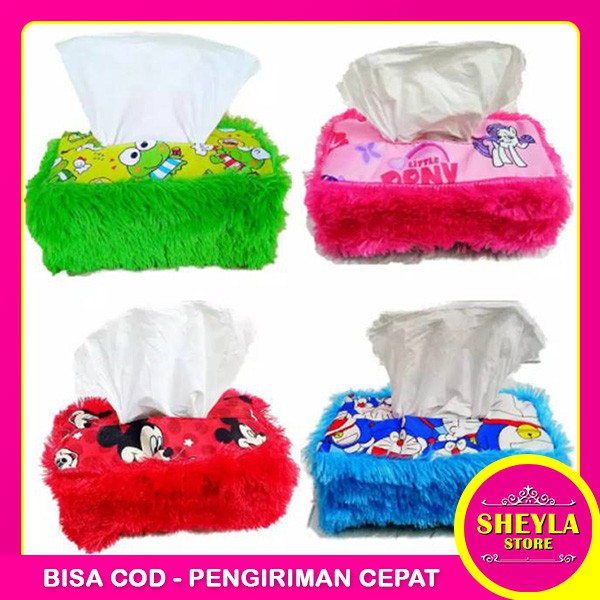 Tempat Tissue Sarung Tissue Bulu Rasfur / Tempat Penyimpanan Tissue Karakter Murah / TS-56