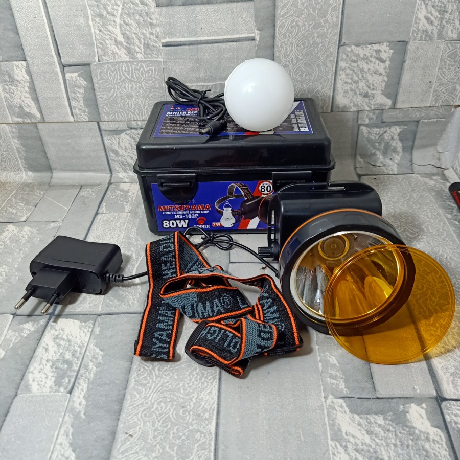 COD Senter Kepala Mitsuyama MS-182P Headlamp professional Dimer 80W Super Terang MS-182P Cahaya Puti