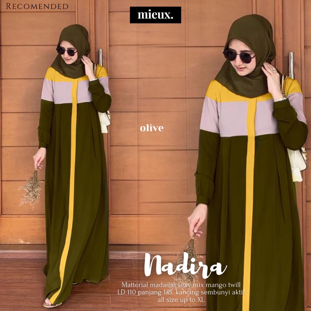 NADIRA GAMIS OLIVE MAROON DRESS Original By Mieux