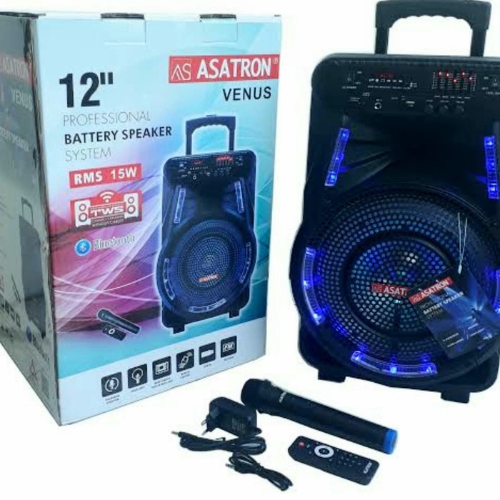 ASATRON Speaker Portable Bluetooth 12 Inch Venus / 1 Mic Wireless