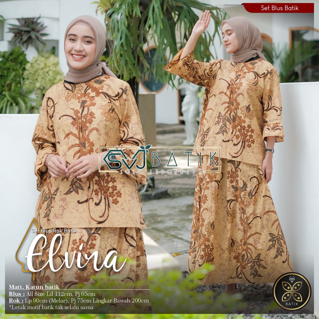 ATASAN SET WANITA BATIK ROK DAN BLOUSE PRAMUDITA KATUN ORI SVJ BATIK
