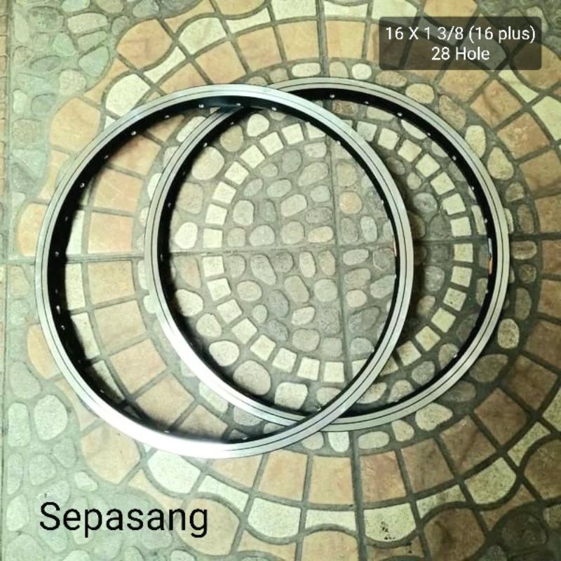 VELG SEPEDA LIPAT 16 PLUS 16 X 1 3/8 28 HOLE PENTIL MOTOR RIMS ARAYA VP 21 BRAKELINE CNC