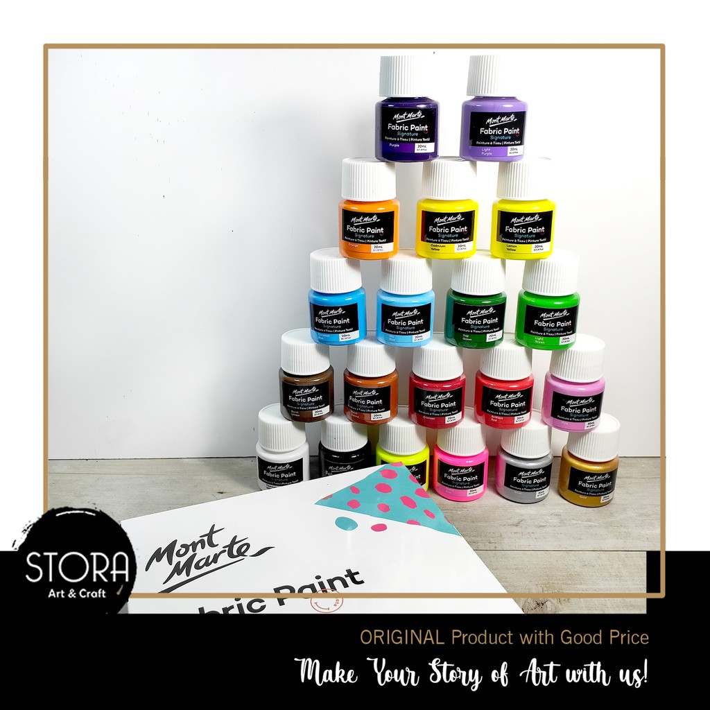 

MONT MARTE Fabric Paint 20x20ml / Deco Textile 20 warna Cat MONT MARTE