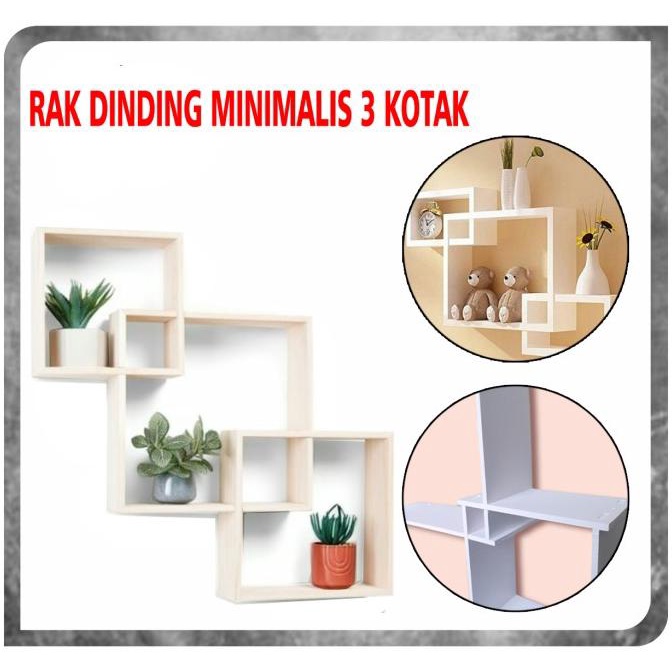 Hiasan Dinding Minimalis Set 3/Rak Dinding 3 Kotak