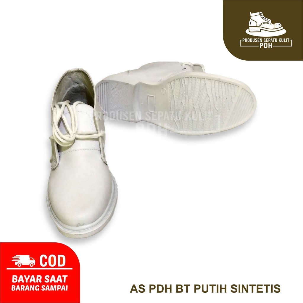 SEPATU PDH PDU PUTIH PASKIBRA PASKIBRAKA SEPATU UPACARA PELANTIKAN SEPATU DINAS PUTIH KULIT SINTETIS