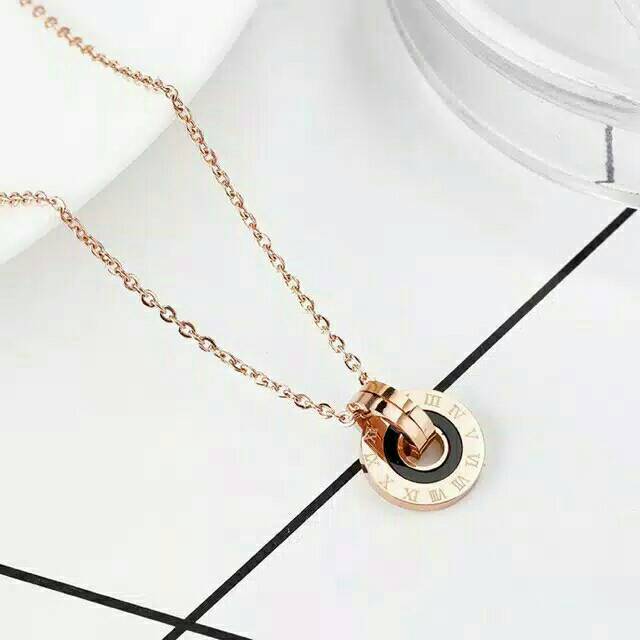 GG kalung Aksen Ring Angka Romawi Titanium #KL-145