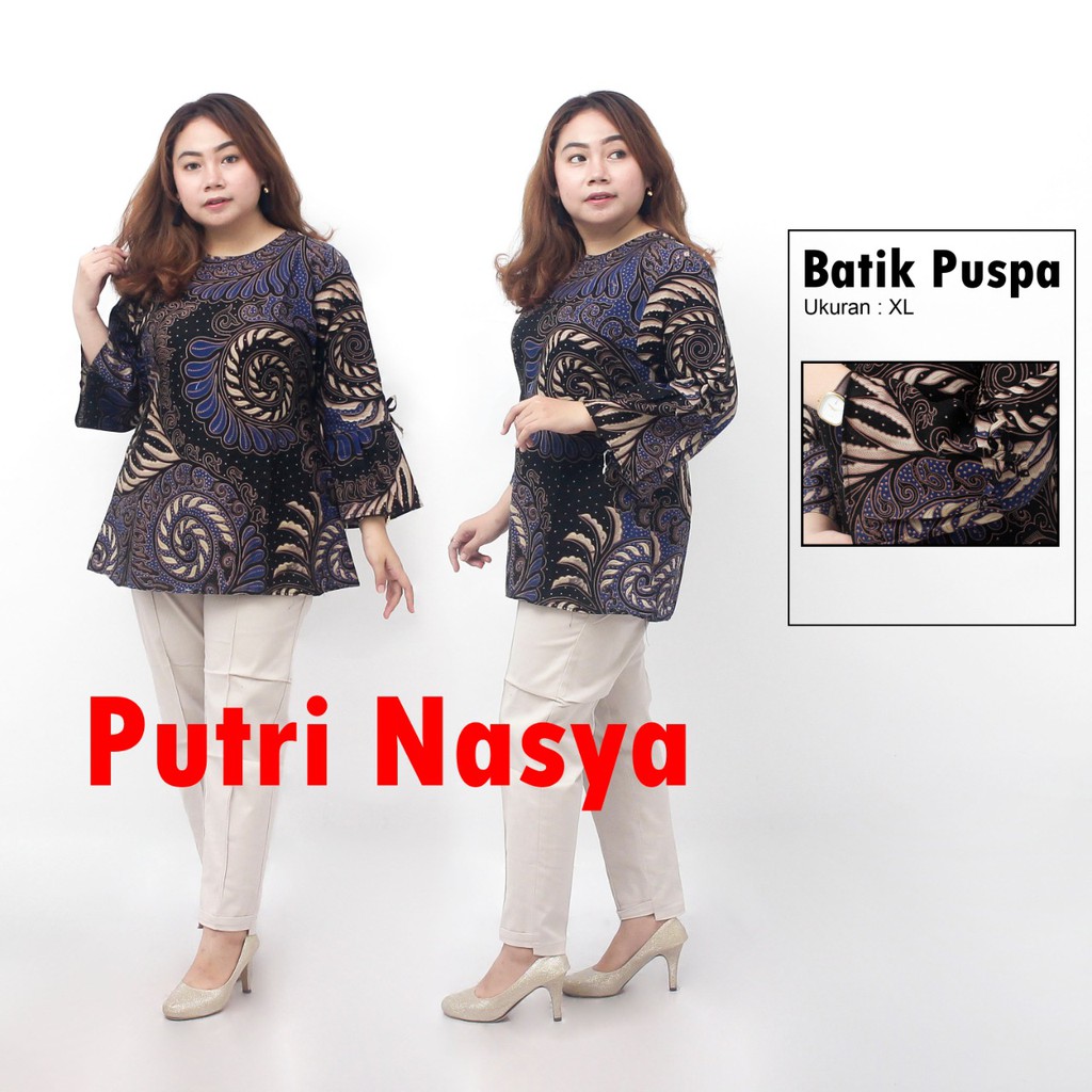 Atasan Batik Blouse Wanita Size Lengkap S-M-L-XL-XXL-3L-4L-5L Model Lengkap Seragam Batik