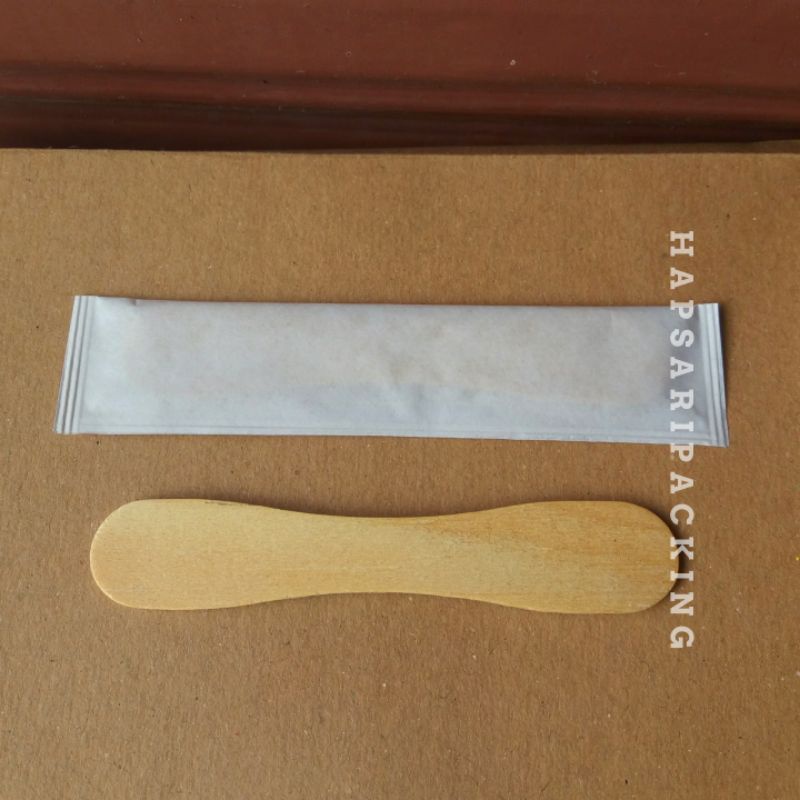Sendok Ice Cream Sachet Kemasan Kertas Polos Putih