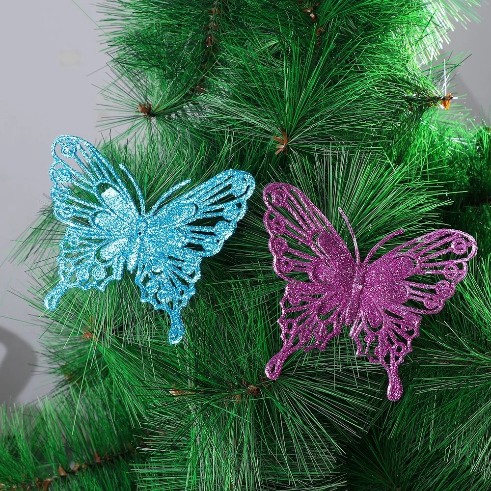 10pcs Kupu-Kupu Buatan 8 Gaya Bahan Plastik Untuk Dekorasi Pohon Natal