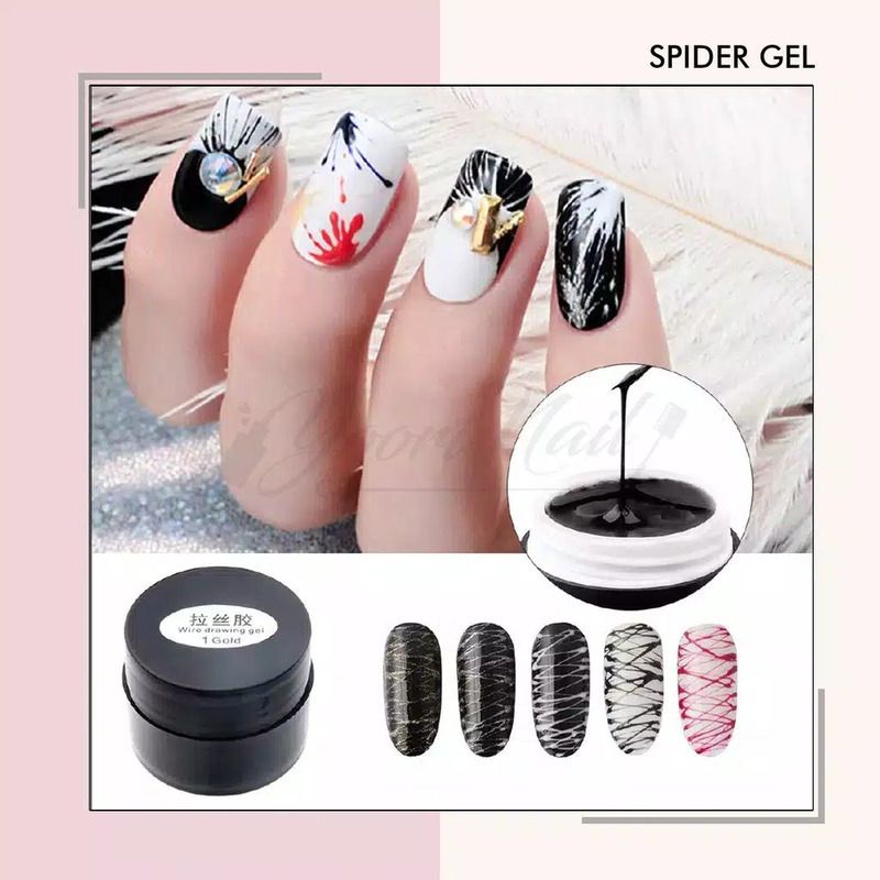 Spider gel nail art wire drawing painting uv gel nails