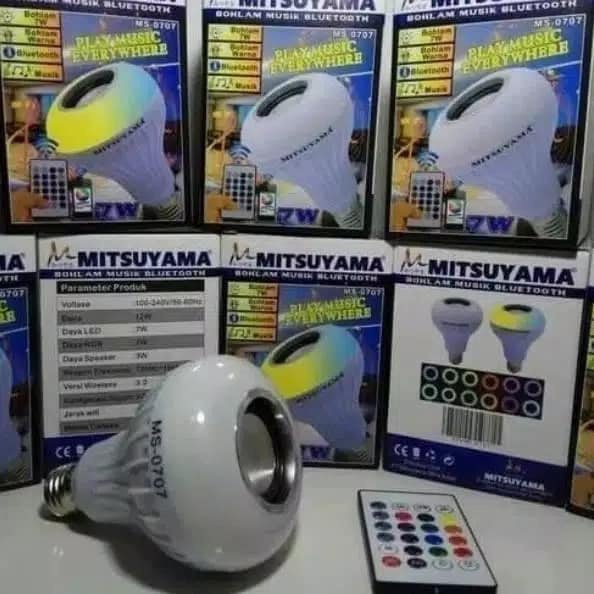 Speaker Bohlam Mitsuyama Lampu Led Musik Bluetooth Plus Remote MS-0707