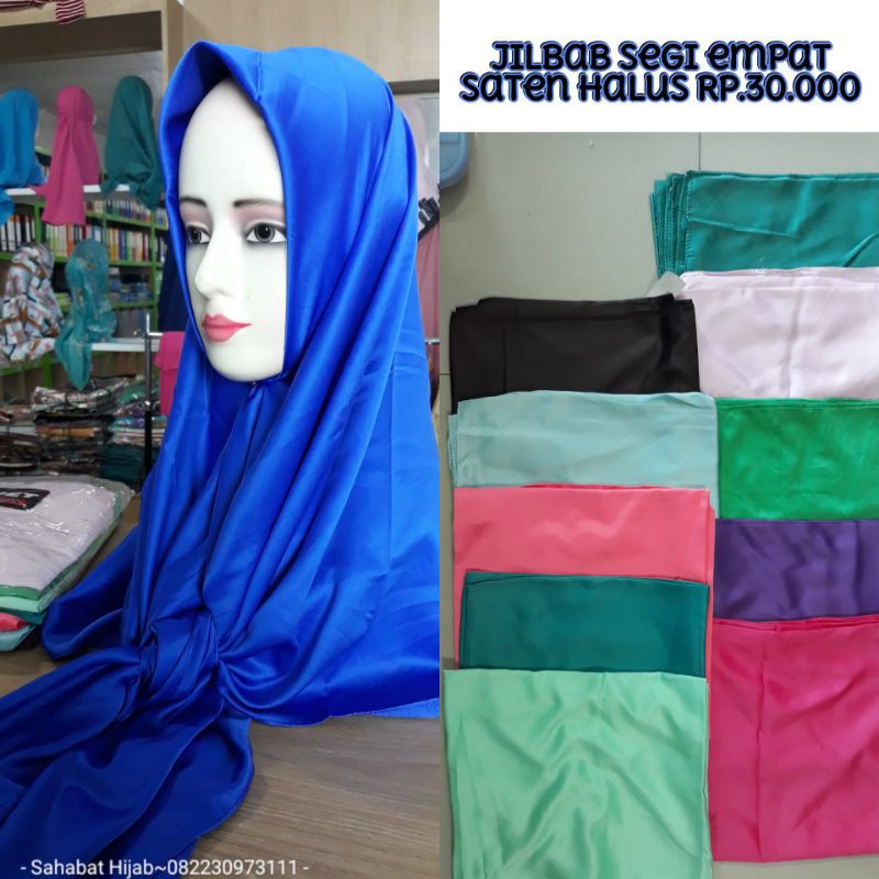 Jilbab Segi 4 Saten Halus