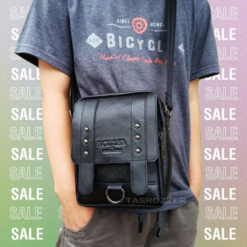 Tas selempang kulit pria original asli garut terbaru merk ROZZER