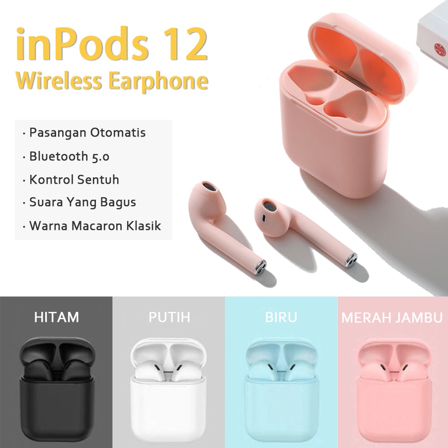 COD] Macaron inPods 12 Bluetooth V5.0 Earphones Pro 4 Wireless HIFI Headset