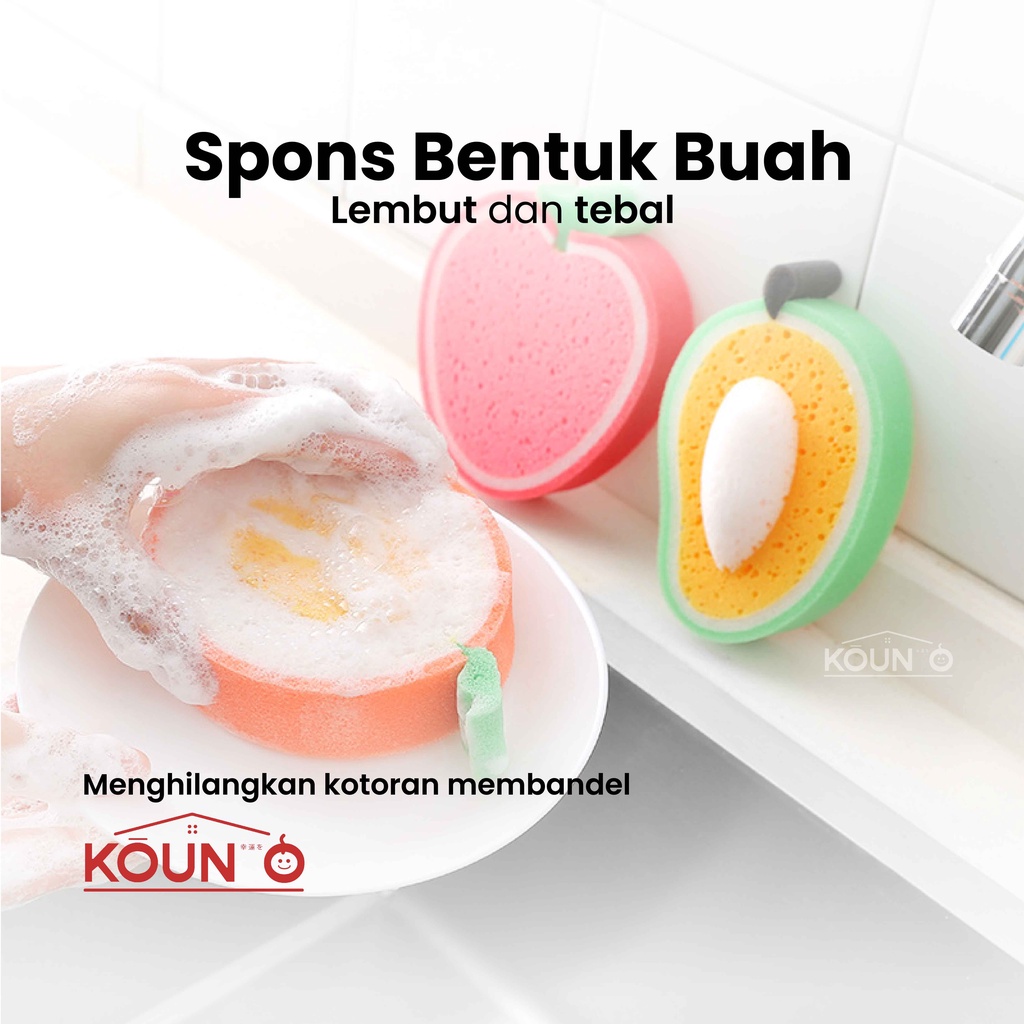 Spons Spon Sponge Spoon Cuci Piring Gelas Cangkir Perlatan Dapur Spon Mandi Buah Buahan Fruit Sponge