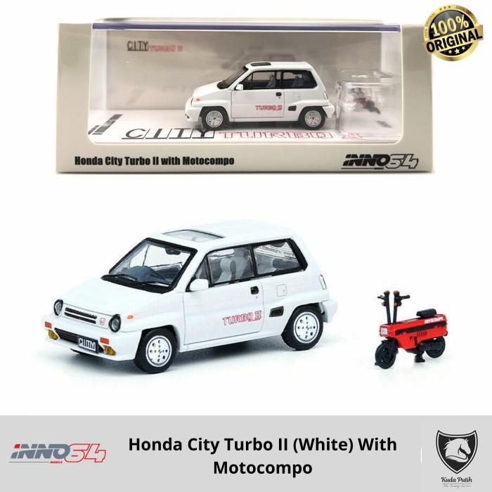 Inno 1/64 Honda City Turbo Ii (White) With Motocompo Inno64 By Eastern