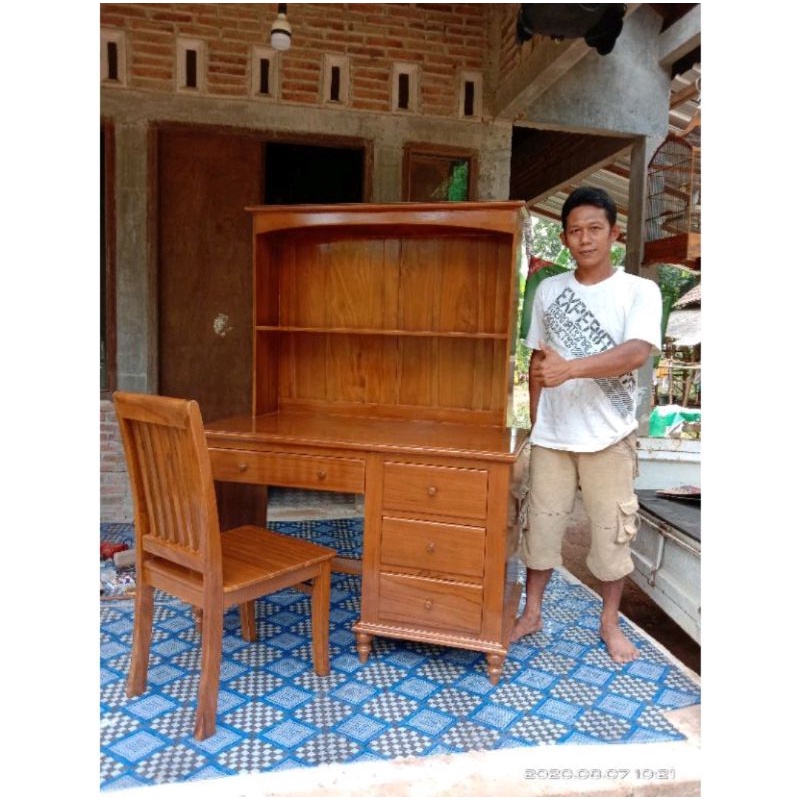 Meja kerja kayu jati mebel jepara meja belajar kayu jati furniture Jepara