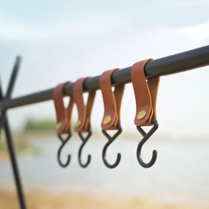 Gantungan Clip Hook Kulit Buckle Hanging Awning Kunci Tas Leather Tiang Rak Camping Tenda Campervan 
