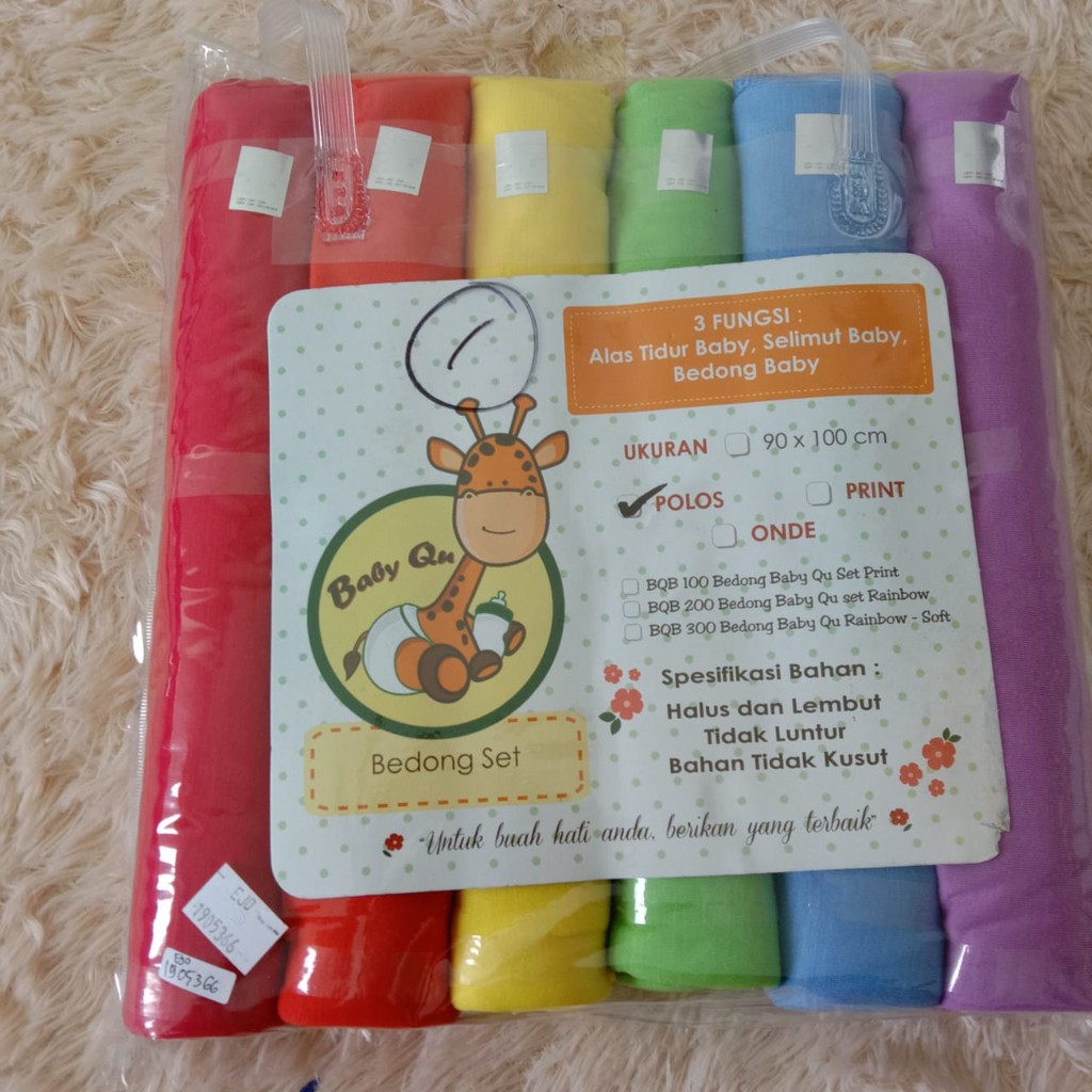 Bedong Bayi Pelangi Polos Baby Qu