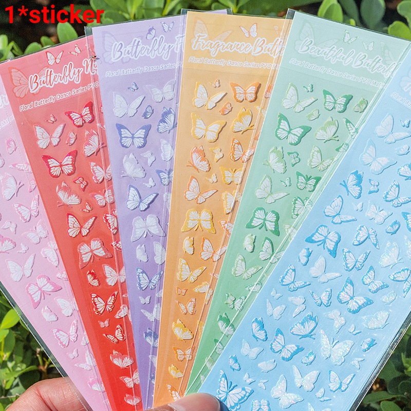 Butterfly Stiker Motif Kupu-Kupu Untuk Dekorasi Buku Catatan / Scrapbook DIY